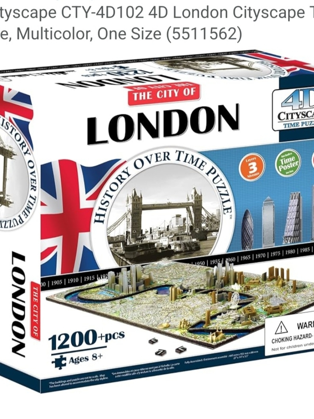 4D London Cityscape 1200+ Piece Puzzle - Multicolor